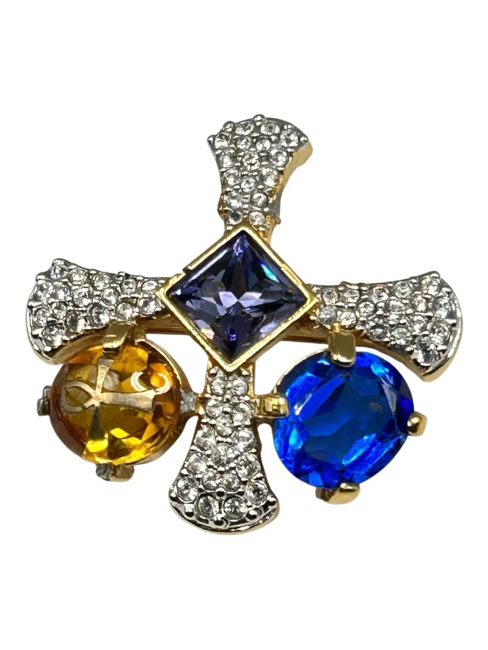 Retired Swarovski Byzantine Jeweled Rhinestone Cross and Ankh